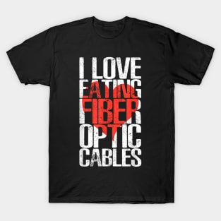 Eating Fiber Cables Tech Humor Geeky T-Shirt
